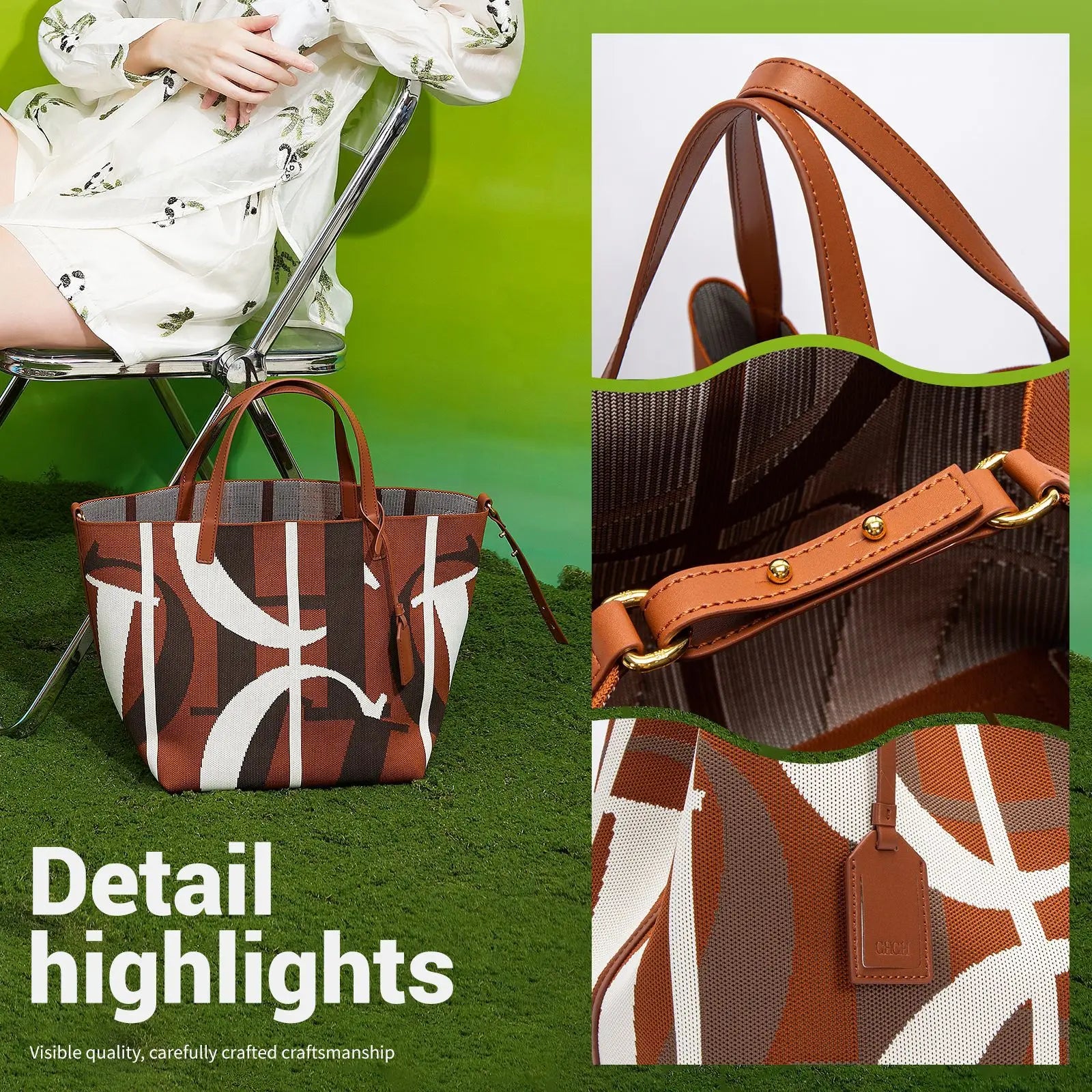 Abstract Joy Tote Large Capacity Handbag for Everyday
