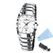 Luxury Quartz Wristwatch for Men Rectangular Dial - Silver White