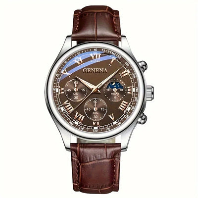 Elegant Roman Dial Chronograph Watch With Moonphase