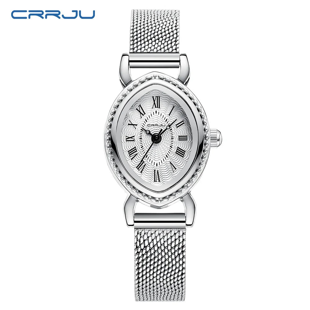 Vintage Oval Dial Mesh Delicate Bracelet Timepiece