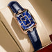 Rectangle Luxe Watch With Diamond Crystal Frame Design - Rose Gold Blue