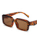 Rectangular Sunglasses Gradient Lenses UV400 Protection - Leopard Brown