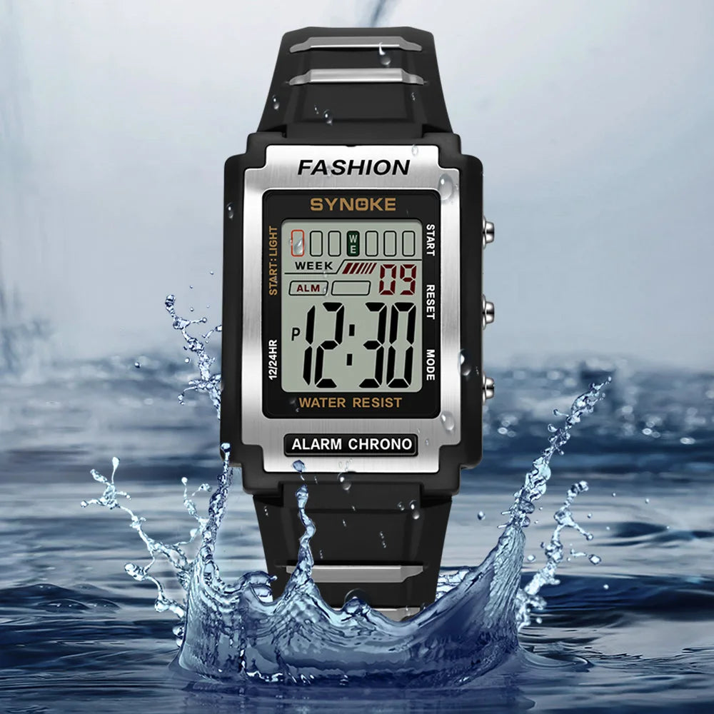 Digital Wristwatch Water Resistant Alarm Chrono
