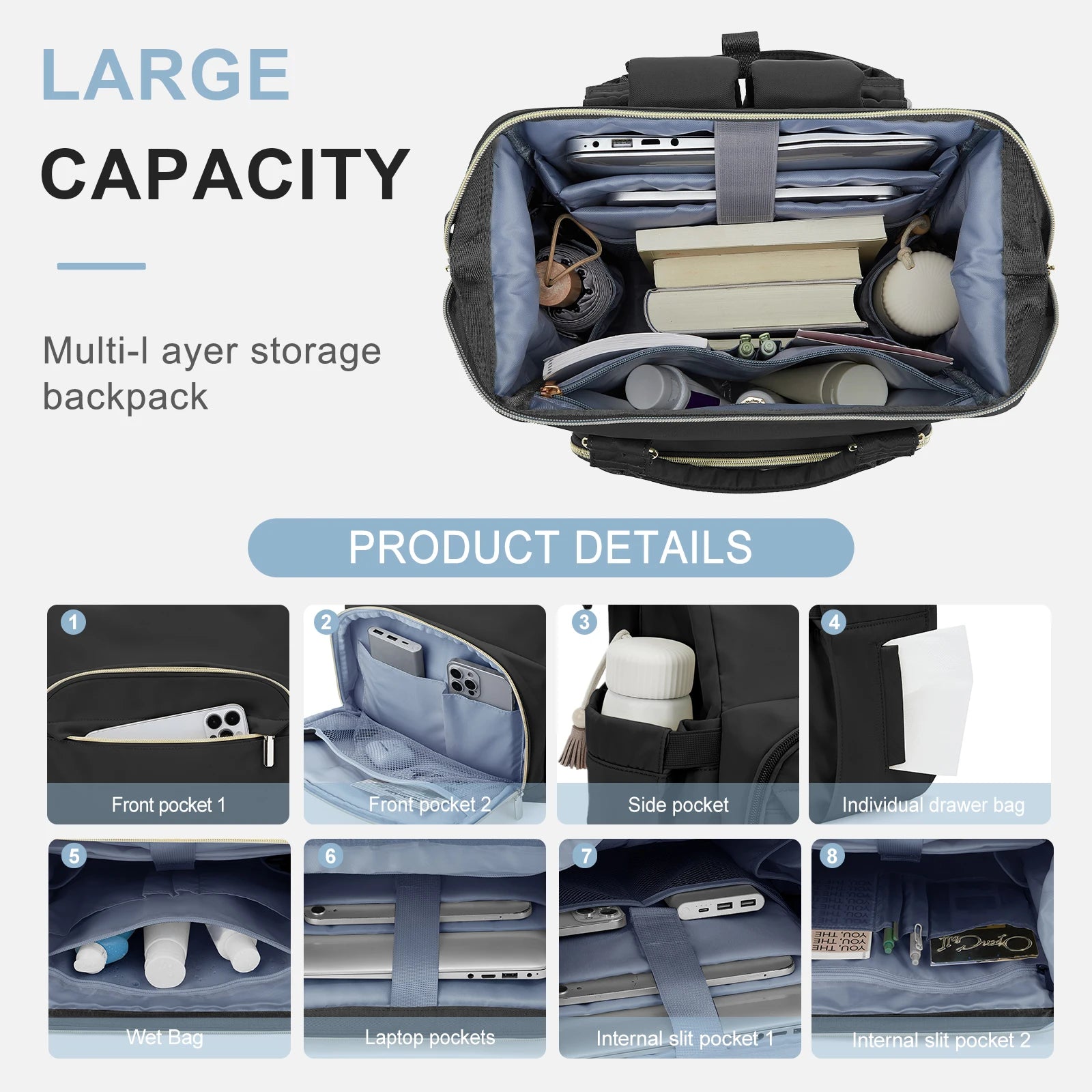 Laptop Backpack With USB Port Water Resistant