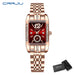 Rectangular Dial Diamond Embellished Timepiece Deluxe - Rose Red