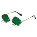 Cloud Rimless Sunglasses With Lightning Pendant - Dark Green