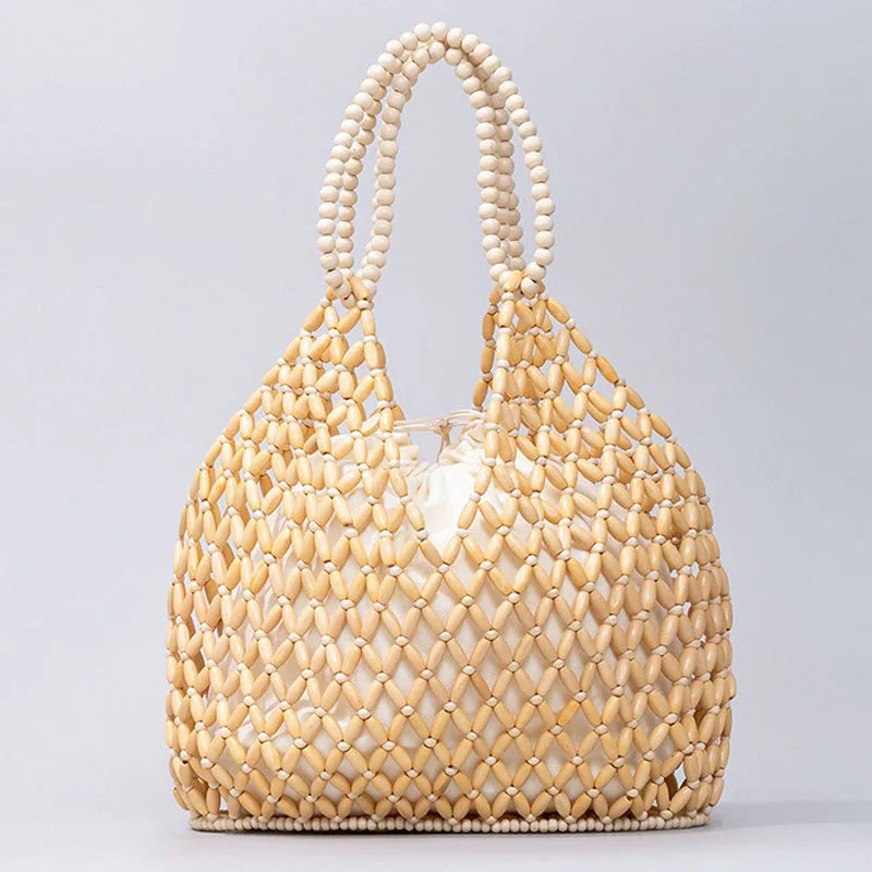 Handbag Beaded Woven Shoulder Bag for Everyday Use