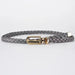 Braided Waist Belt with Classic Buckle Clasp Detail - Grey