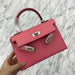 Patchwork Lock Crossbody Bag With Structured Handle - Pink