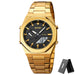 Stainless Steel Quartz Wristwatch for Men Digital - Gold White V2