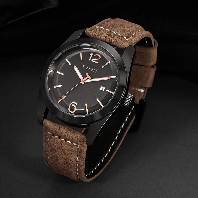 Classic Round Dial Quartz Watch With Date Window