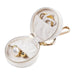 Round Mini Jewellery Box Portable Travel Storage Case - White