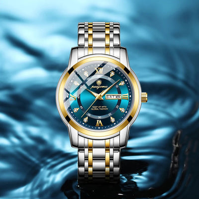 Watch Two Tone Bracelet Timepiece With Crystal Accents - WO2MEN