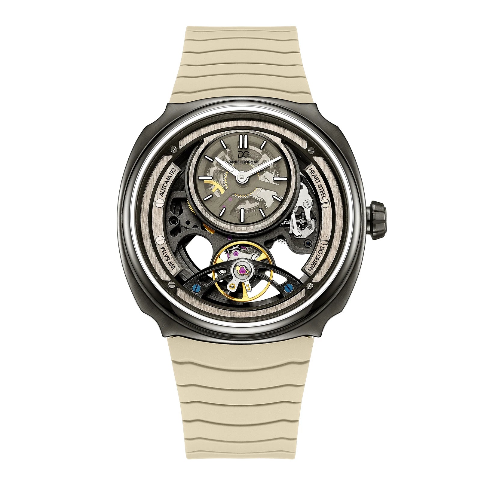 Skeleton Tourbillon Wristwatch with Automatic Movement - White