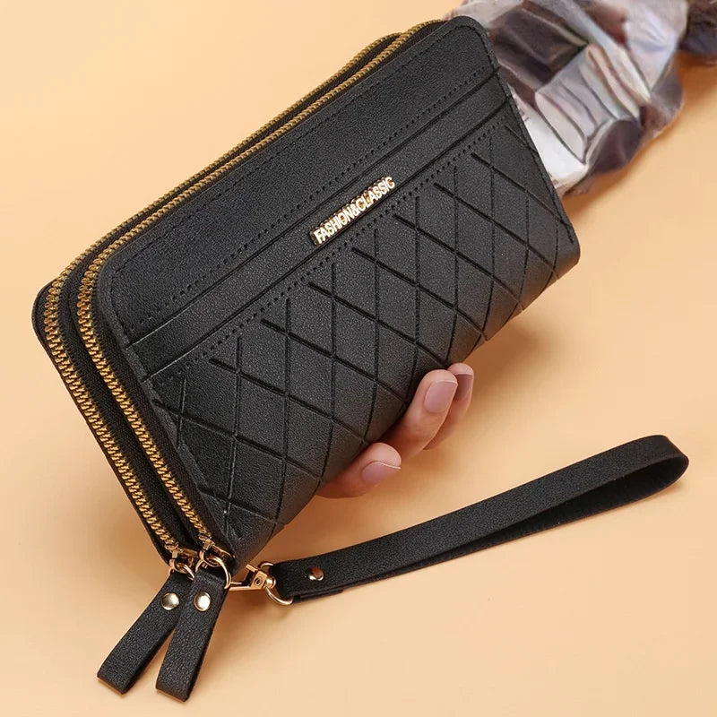 Zip Around Wallet with Tassel Strap Quilted Pattern