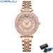 Crystal Halo Dial Dress Watch With Sparkling Bezel - Rose Gold