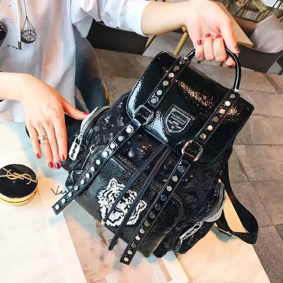 Backpack with Studded Straps and Polished Detailing - WO2MEN