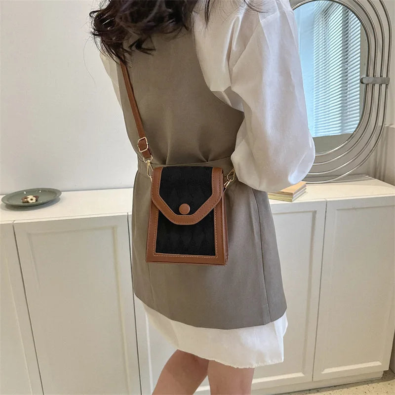 Crossbody Phone Bag With Quilted Panel Compact