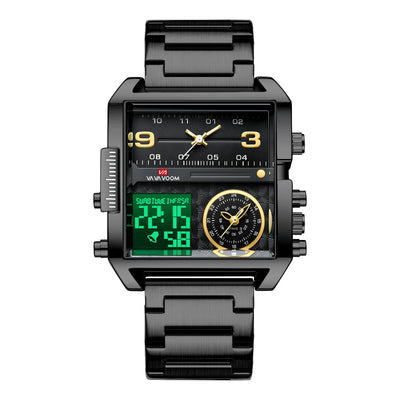 Square LED And Analog Watch with Quartz Movement
