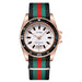 Calendar Watch With Striped Strap And Classic Case - Rose White