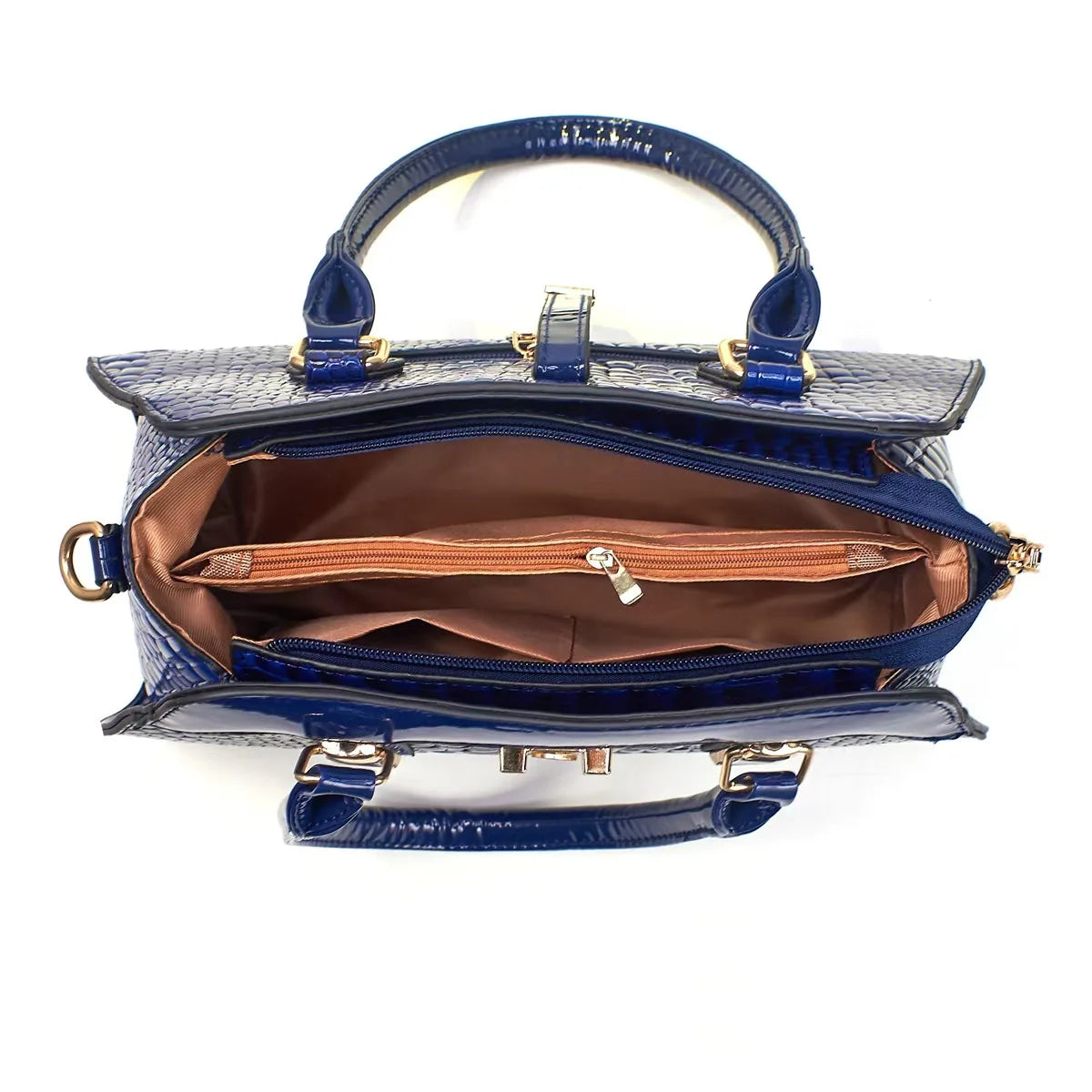 Crocodile Texture Handbag Tote with Top Handle