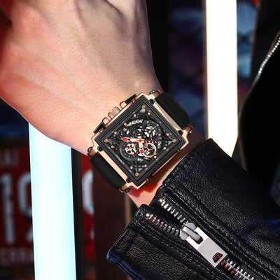 Watch Square Skeleton Chronograph With Bold Frame Elite - WO2MEN