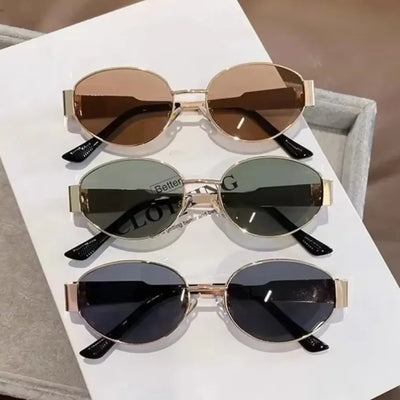 Oval Gold Frame Sunglasses with Luxe Minimalism Edition - WO2MEN