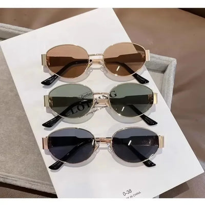 Oval Embrace Sunglasses with Refined Frame Design Line - WO2MEN