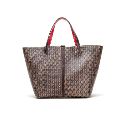 Monogram Lane Tote Bag with Wide Top and Strap Details