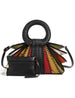 Leather Handbag with Circular Ring Handle Premium - Black