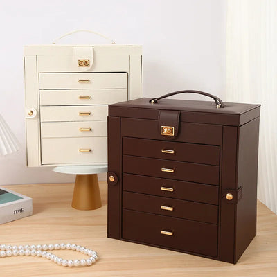 Large Capacity Jewelry Storage Box with Drawers