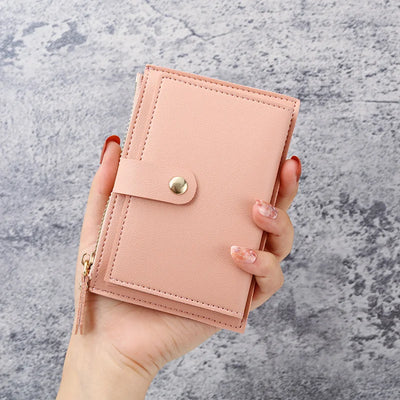 Graceful Slim Card Wallet with Snap Closure and Coin