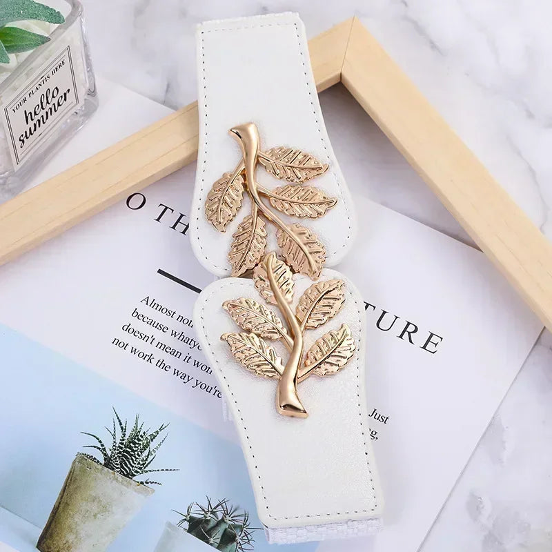 Floral Leaf Buckle Belt with Elastic Strap Adjustable