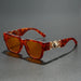Sunglasses Square Frame With Gold Lion Emblem - C V3