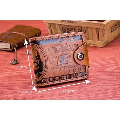 Dollar Note Pattern Wallet With Snap Closure Card Slots