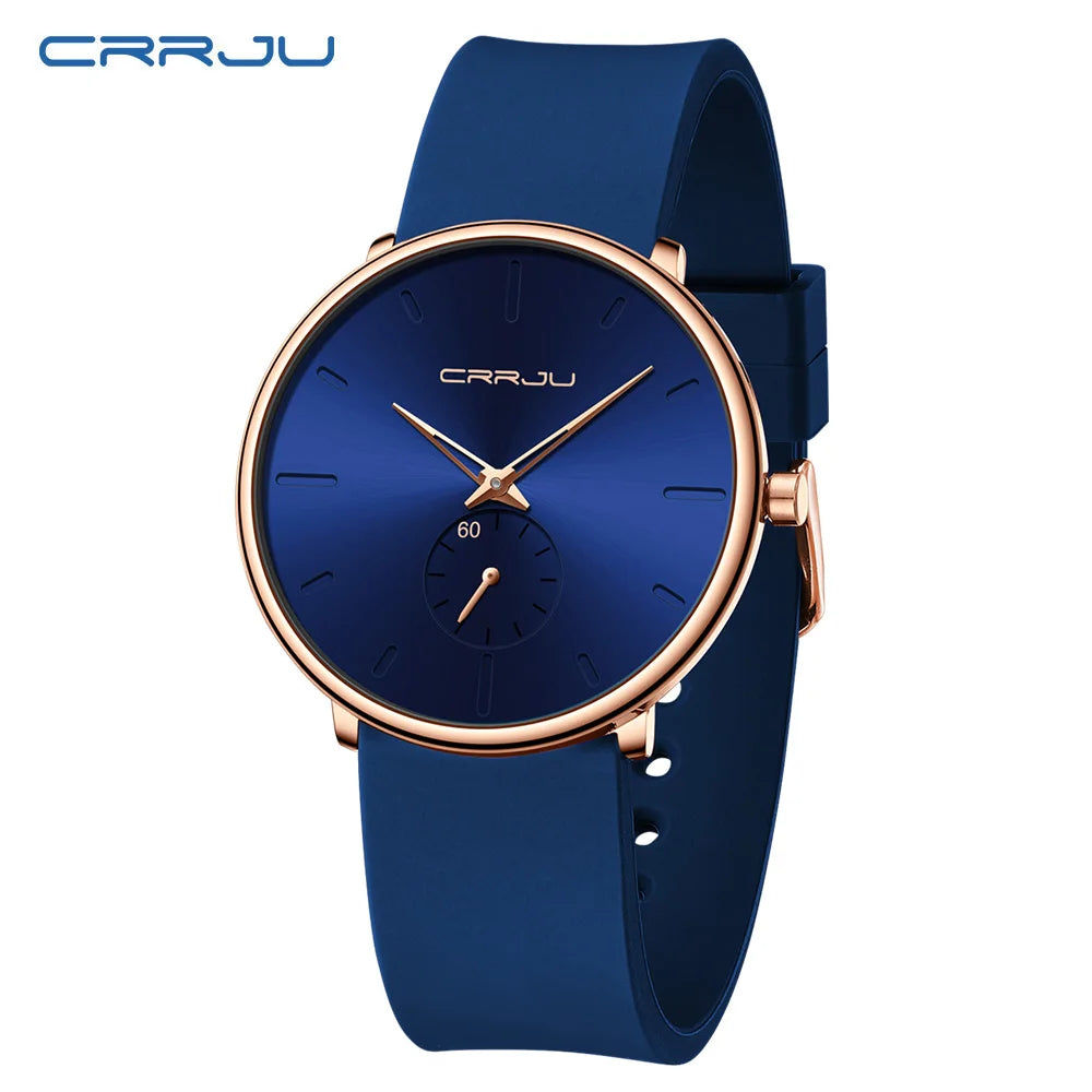 Elegant Round Quartz Watch With Sub Second Dial Aura