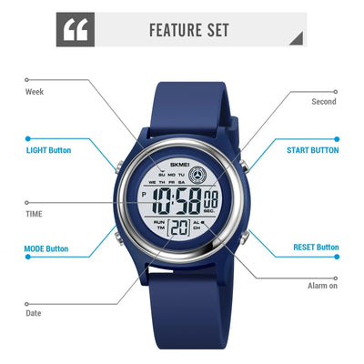 Digital Stopwatch Wristwatch With Back Light 50M