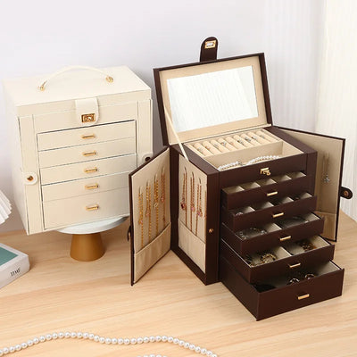 Large Capacity Jewelry Storage Box with Drawers