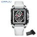 Skeleton Square Chronograph Timepiece With Subdials - White