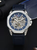 Wristwatch Skeleton Automatic with Leather Strap - Blue