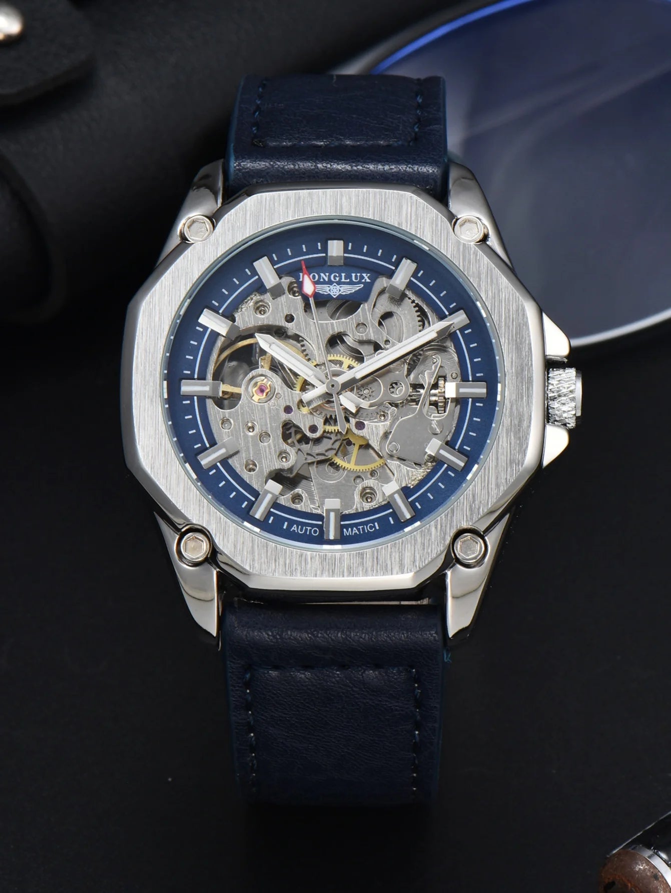 Wristwatch Skeleton Automatic with Leather Strap