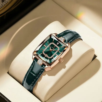 Rectangle Luxe Watch With Diamond Crystal Frame Design - WO2MEN