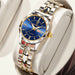 Watch With Diamond Markers And Faceted Bezel Details - Gold Blue
