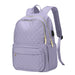 Quilted Backpack with Laptop Compartment Multi Pockets - Purple