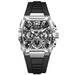 Mens Square Dial Chronograph Quartz Wristwatch Casual - Silver Black