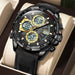 Wristwatch with LED Display and Multiple Time Zone - Black Black