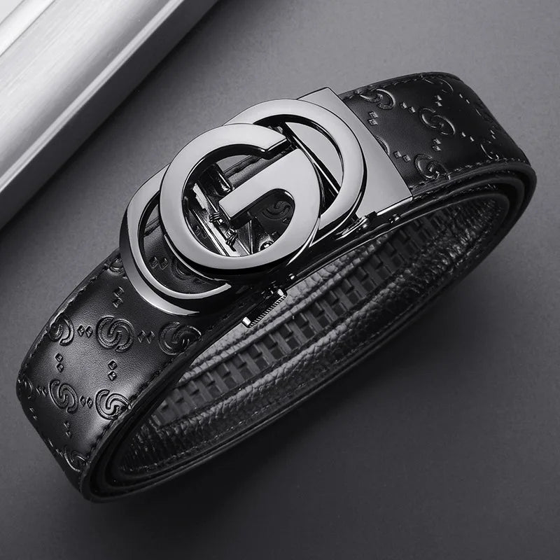 Belt with Automatic Buckle Embossed Pattern Design