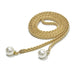 Braided Pearl End Belt with Hanging Pearl Charms - Gold