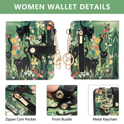 Wallet Slim Card Holder with Cat Pattern RFID Blocking - WO2MEN