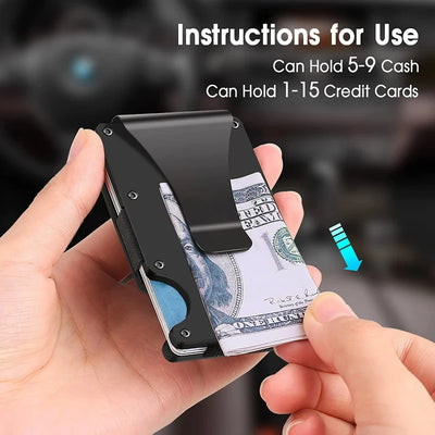 Slim Front Pocket Wallet With RFID Block And Money Clip